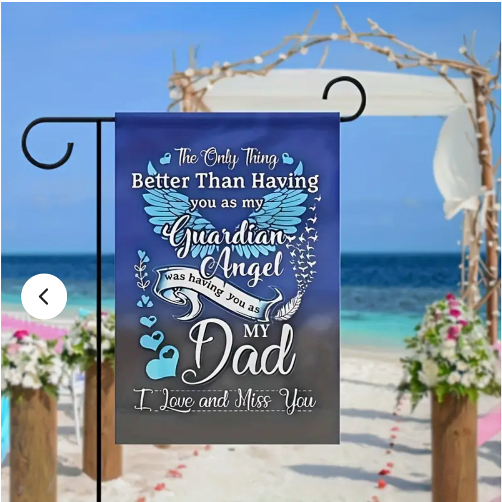 Memorial Garden Graveside Flag 12'x18, Polyester, "Guardian Angel Dad" Tribute